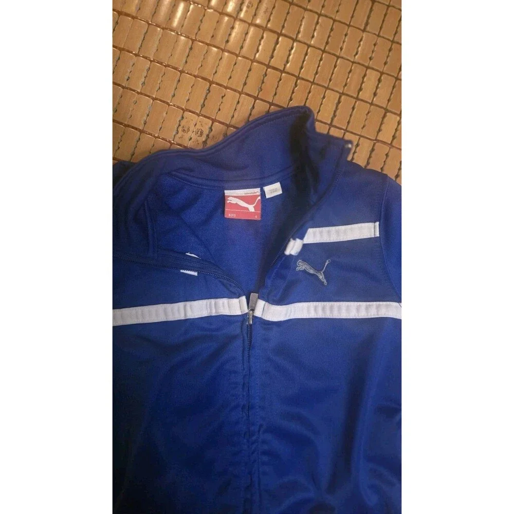 Puma Youth Boys Full Zip Athletic Lightweight Athletic Track Jacket Size 4 Blue